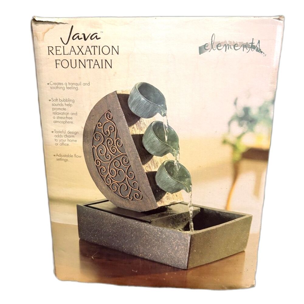 Elements Java Relaxation Fountain 3 Tier Tabletop Water Feature NIB